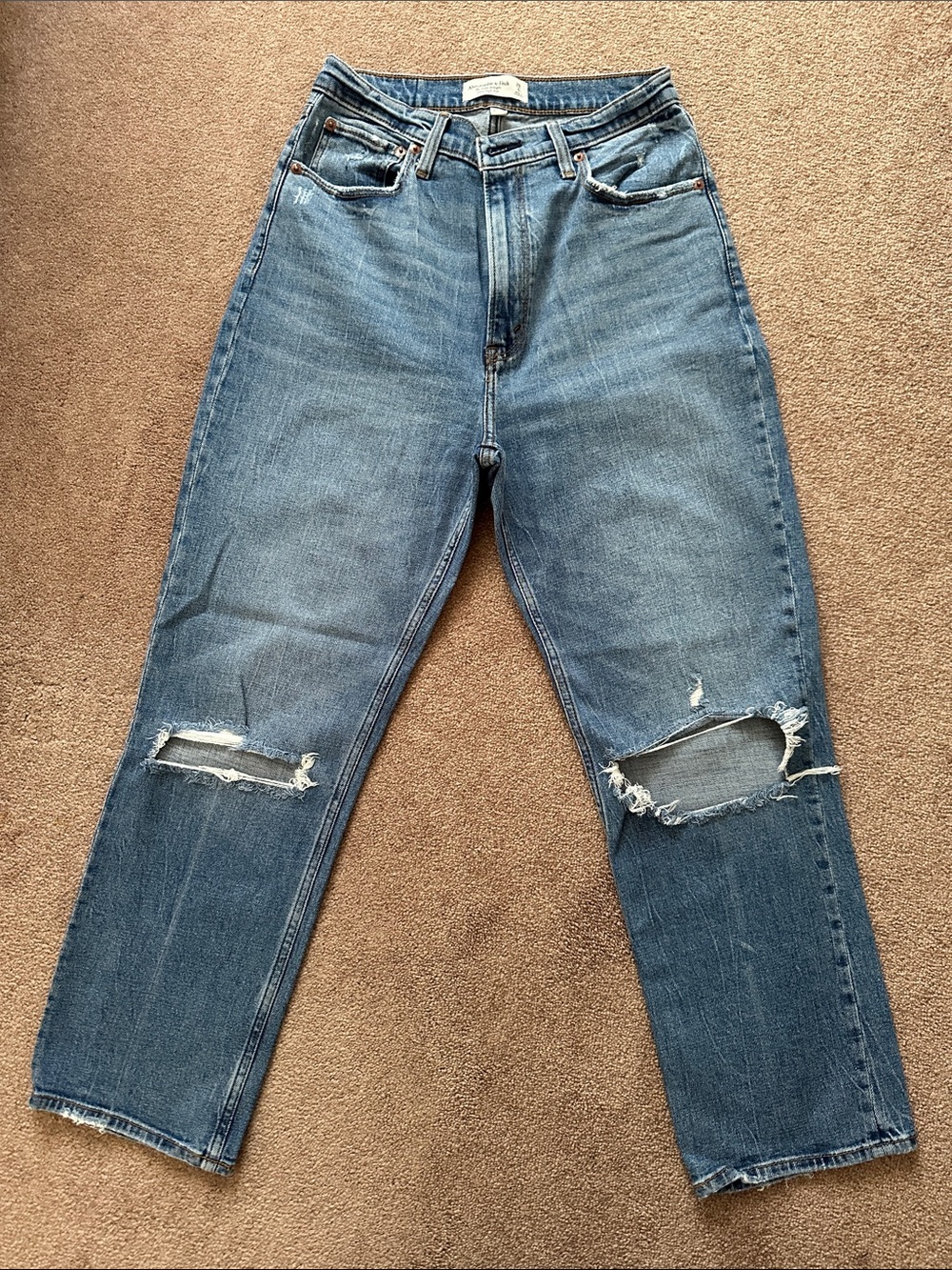 Abercrombie & Fitch Medium Blue Distressed Jeans
